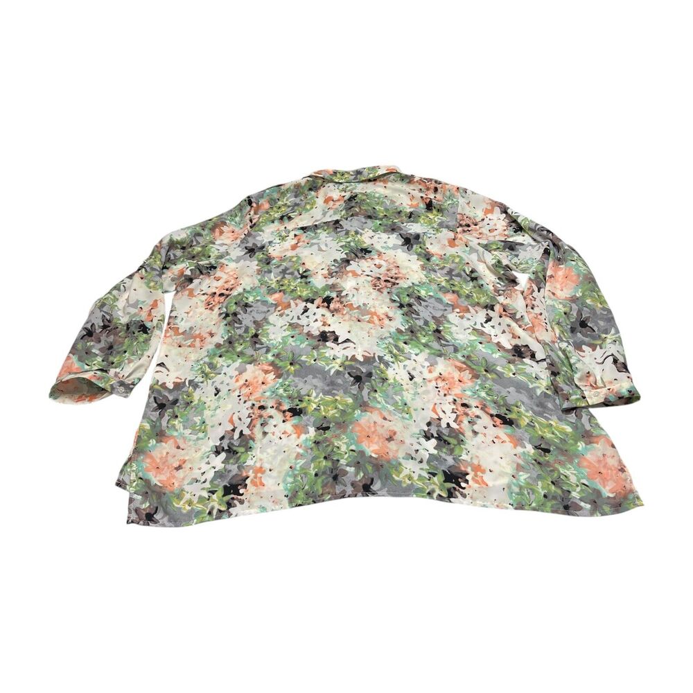 Jaclyn Smith Shirt Women's 2X Multicolor Floral Pockets Collared Button Down - Picture 3 of 7